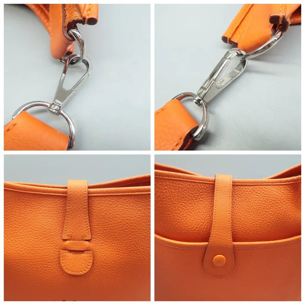 100% Authentic Hermes Evelyne Orange Leather Shoulder bag - Picture 7 of 12